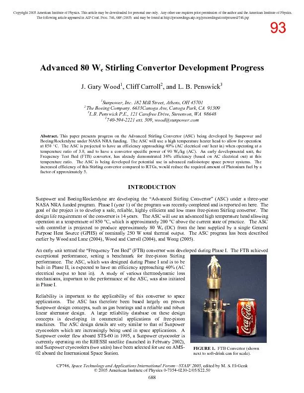 Stirling Convertor Development Progress