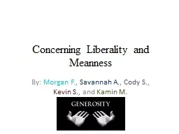 Concerning Liberality and Meanness