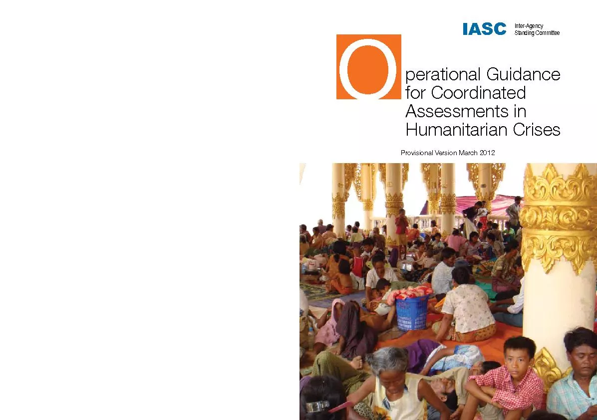 Perational guidance for coordinated assessment in humanitarian crises