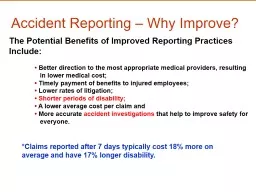 Accident Reporting – Why Improve?