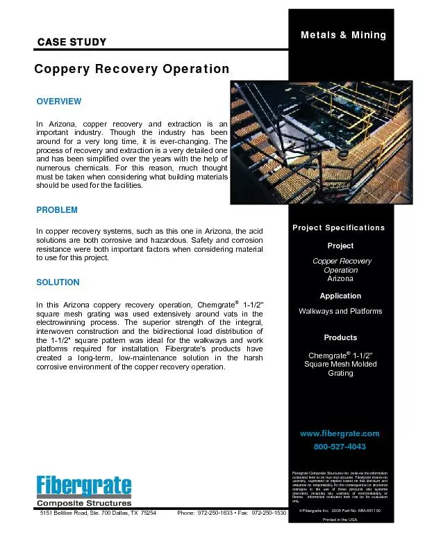 Coppery recovery operation