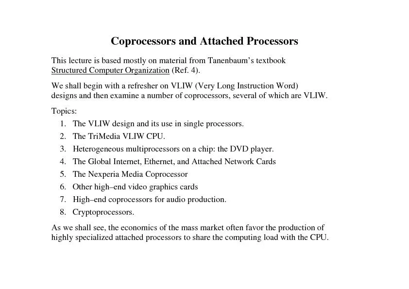 Coprocessors and Attached Processors