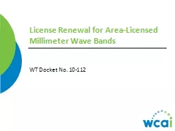 License Renewal for Area-Licensed Millimeter Wave Bands