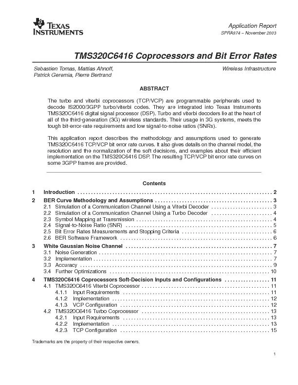 TMS320C6416 Coprocessors and Bit Error Rates