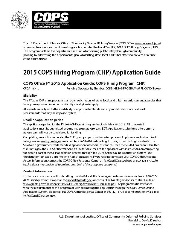 2015 COPS hiring program application guide