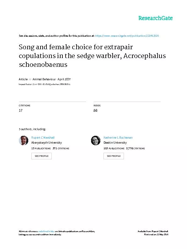 Song and female choice for  extrapair copulations in the sedge warbler Acrocephal schoenobaenus