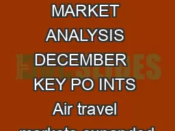AIR PASSENGER MARKET ANALYSIS DECEMBER   KEY PO INTS Air travel markets expanded