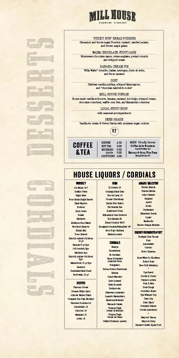 House liquors and cordials