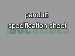 panduit specification sheet