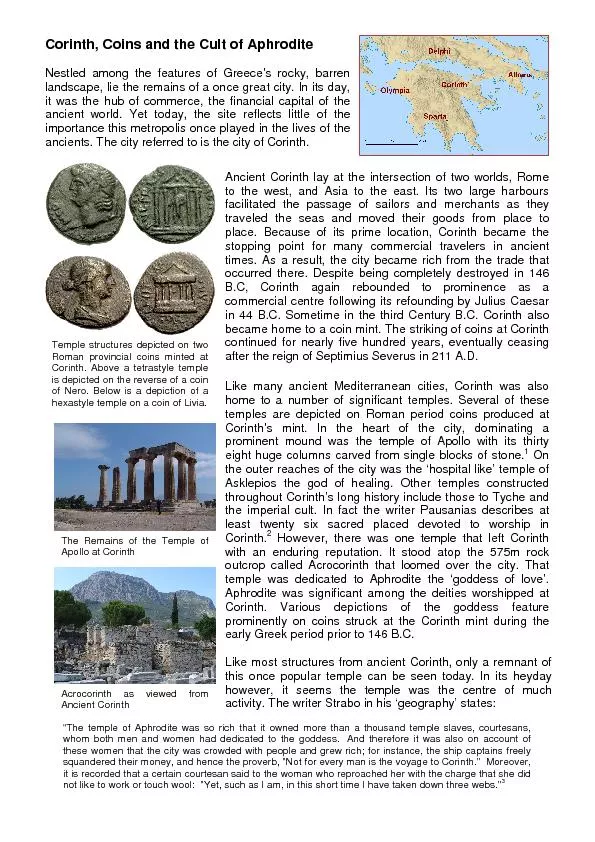 Corinth, Coins and the Cult of Aphrodite