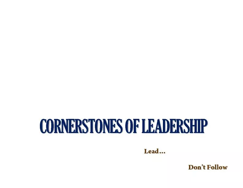 CORNERSTONES OF LEADERSHIP
