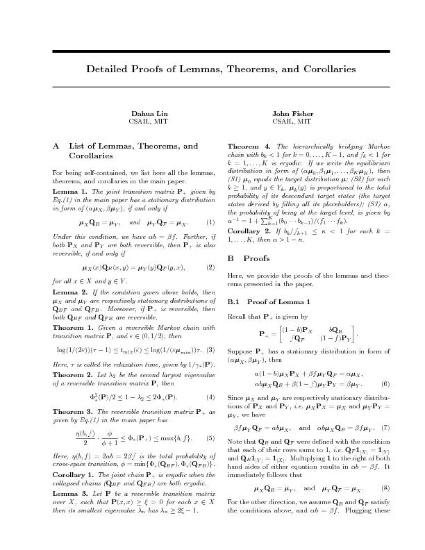 Detailed Proofs of Lemmas Theorems and Corollaries