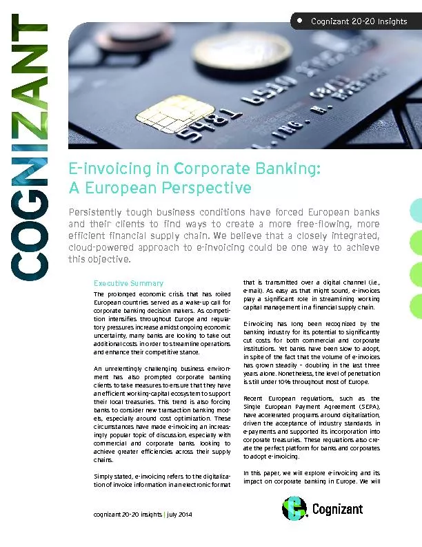 E-invoicing in Corporate Banking: A European Perspective