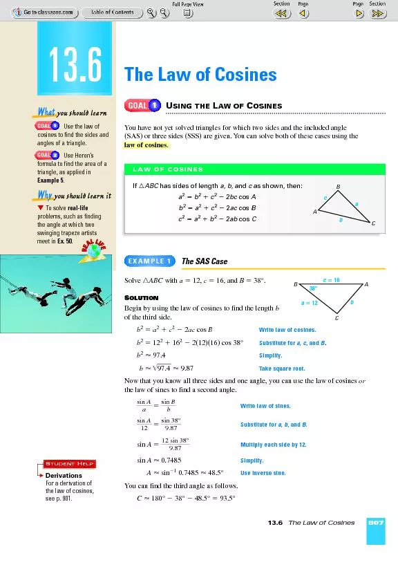 Using the law of cosines