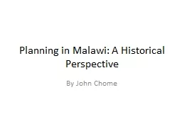 Planning in Malawi: A Historical Perspective