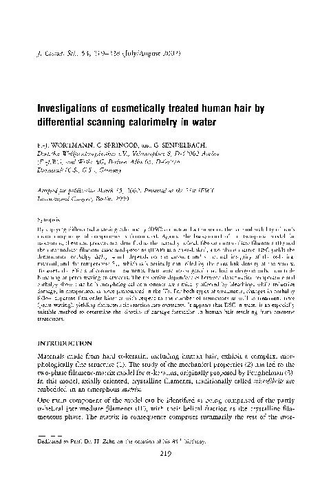 Investigations of cosmetically treated human hair by differential scanning calorimelry