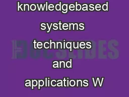 Slicing knowledgebased systems techniques and applications W