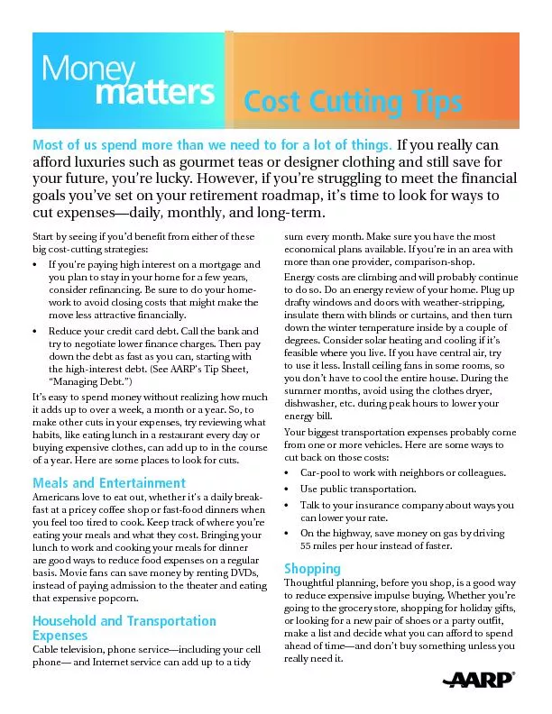 Cost cutting tips