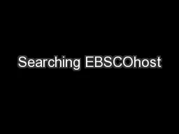 Searching EBSCOhost