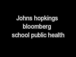 Johns hopkings bloomberg school public health