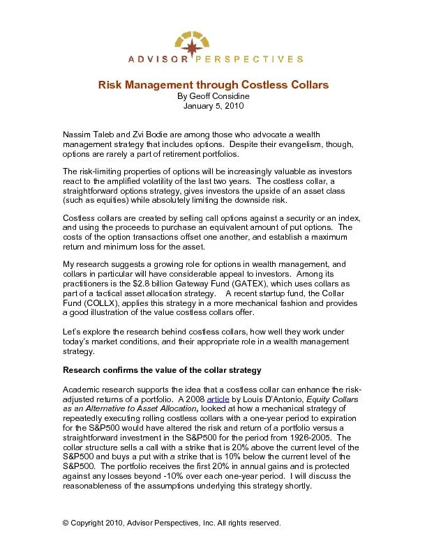 Risk management through costless collars