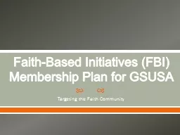 Faith-Based Initiatives (FBI) Membership Plan for GSUSA