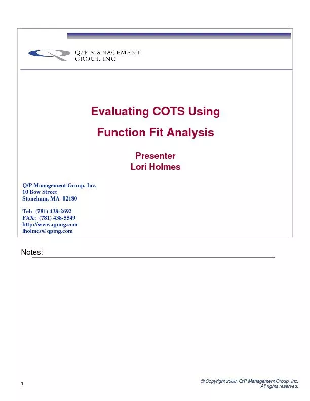 Evaluating cots using function fit ananysis