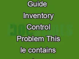 AIMMS Modeling Guide  Inventory Control Problem This le contains only one chapter of the