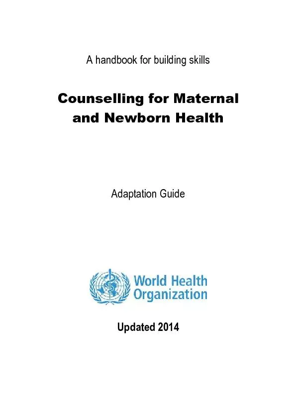 Counselling for maternal and newborn health