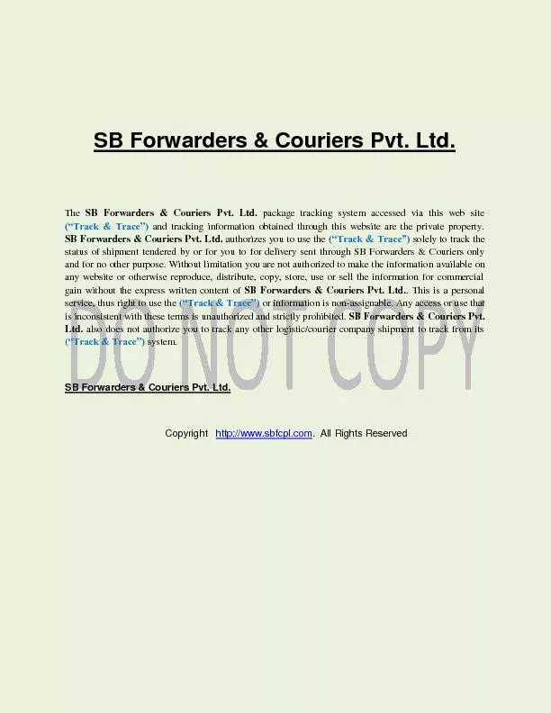 SB Forwarders and  Couriers pvt ltd