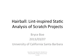 Hairball: Lint-inspired Static Analysis of Scratch Projects