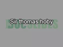 Sir thomas hoby