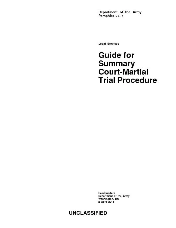 Guide for summary court martial trial procedure