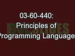 03-60-440: Principles of Programming Languages