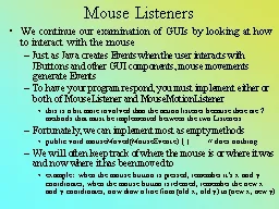 Mouse Listeners