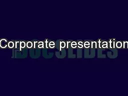 Corporate presentation