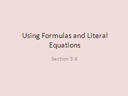 Using Formulas and Literal Equations