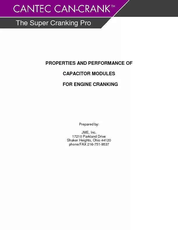 Properties and performance of capacition modules for engine cranking