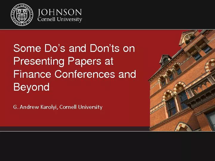 Some Do’s and Don’ts on Presenting Papers at Finance Conferences and beyond