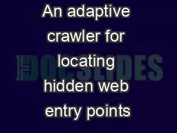 An adaptive crawler for locating hidden web entry points