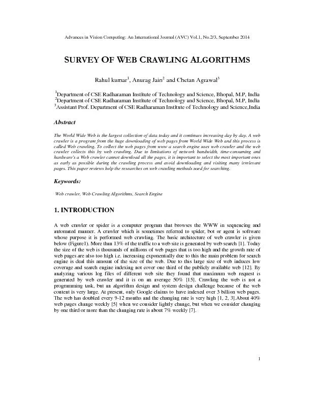Survey of web crawling algorithms