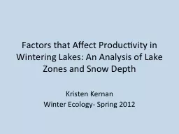 Factors that Affect Productivity in Wintering Lakes: An Ana