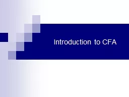 Introduction to CFA