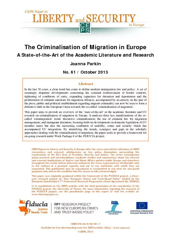 The criminalisation of migration in Europe