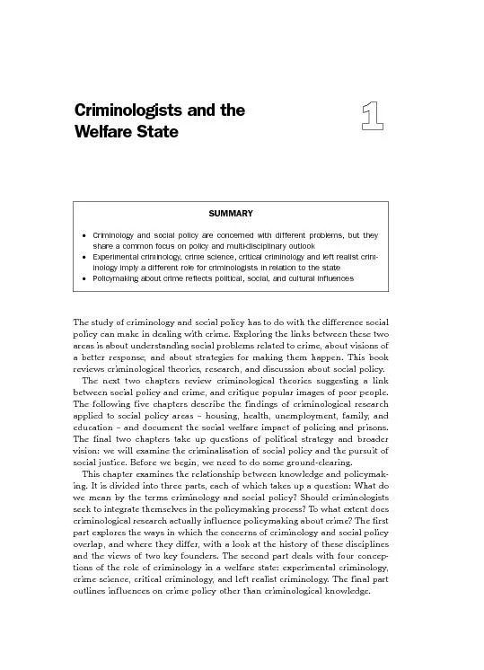 Criminologists and the welfare state