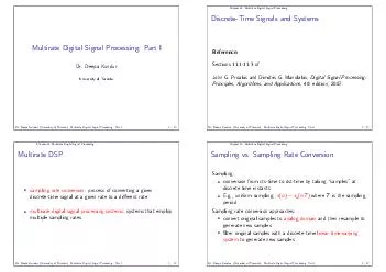 Multirate Digital Signal Processing Part I Dr