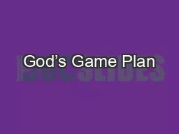 God’s Game Plan