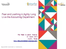 Fear and Loathing in Agility: Long Live the Accounting Depa