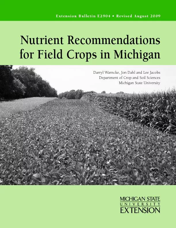 Nutrient recommendations for field crops in Michigan