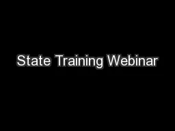 State Training Webinar
